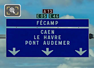 A13 French road sign for Le Havre