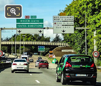 N28 French road sign for Rouen centre