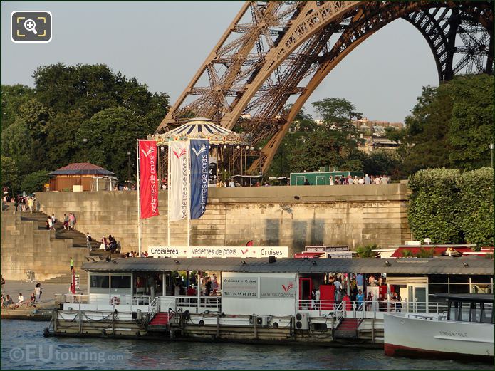 Vedettes de Paris dock below Eiffel Tower