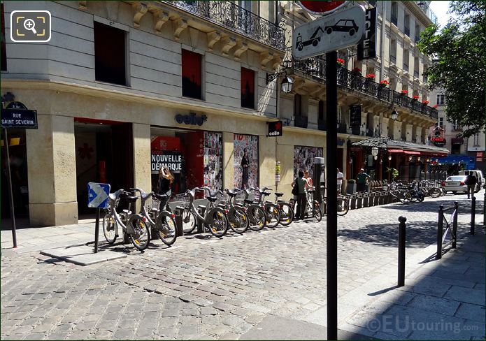 Velib bike station at Rue Saint Severin