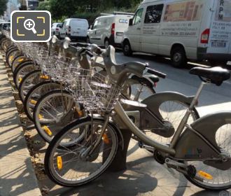 Velib bikes at bike station