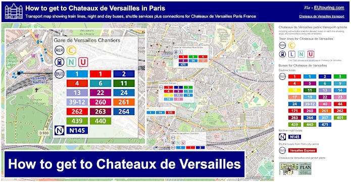 How to get to Chateau de Versailles transport map