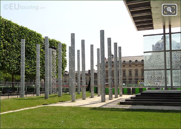 Columns with word peace on Wall For Peace