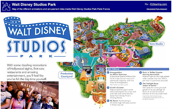 Paris Walt Disney Studios Park Map