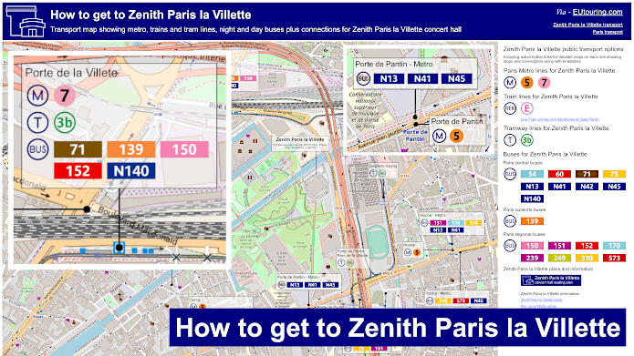 How to get to Zenith Paris la Villette transport map