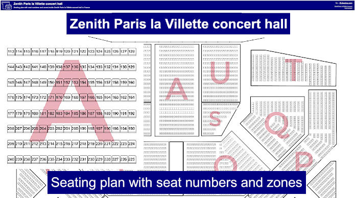 Zenith Paris la Villette hall seating plan